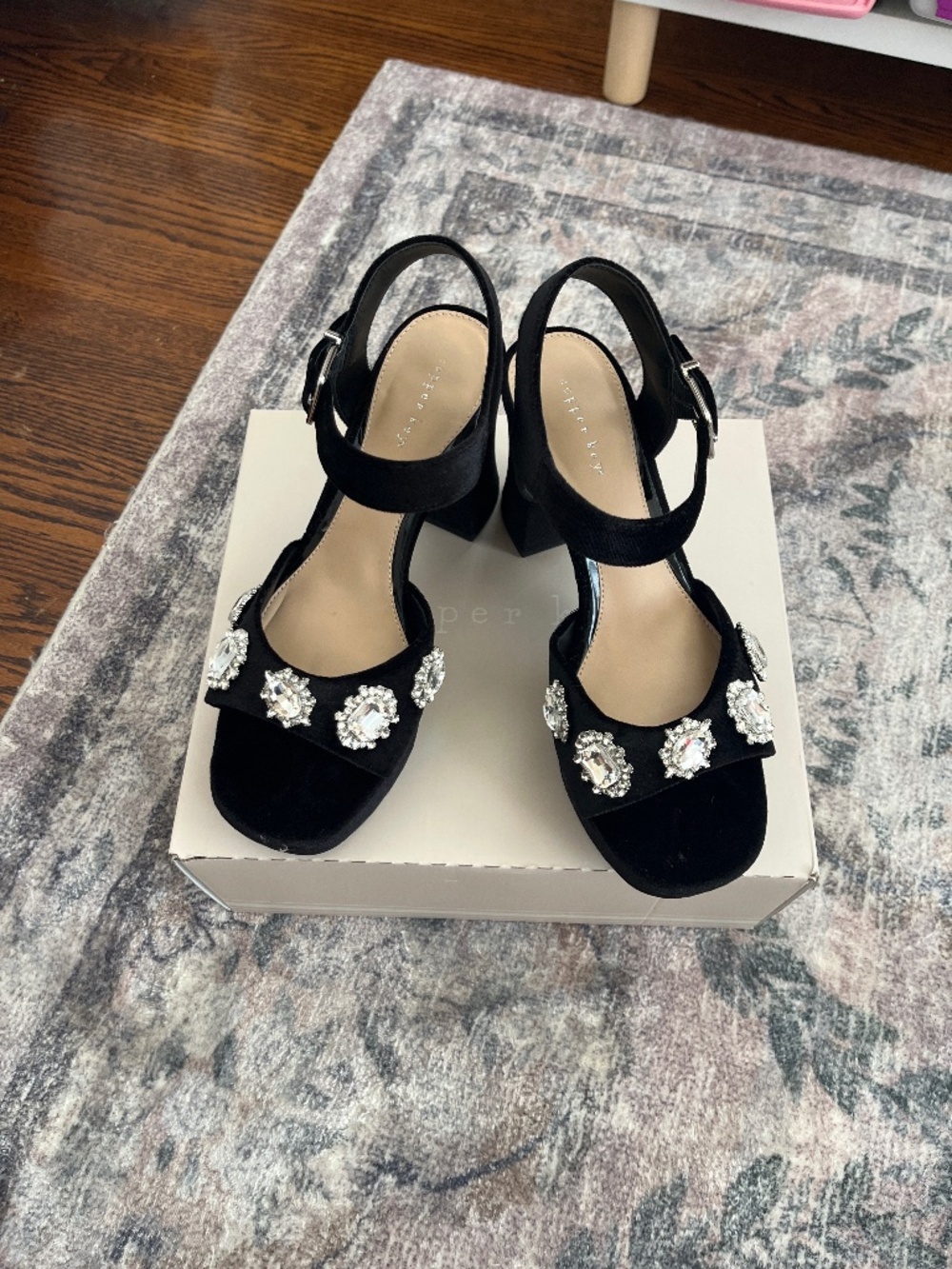 Copper Key celeste black velvet platforms size 10